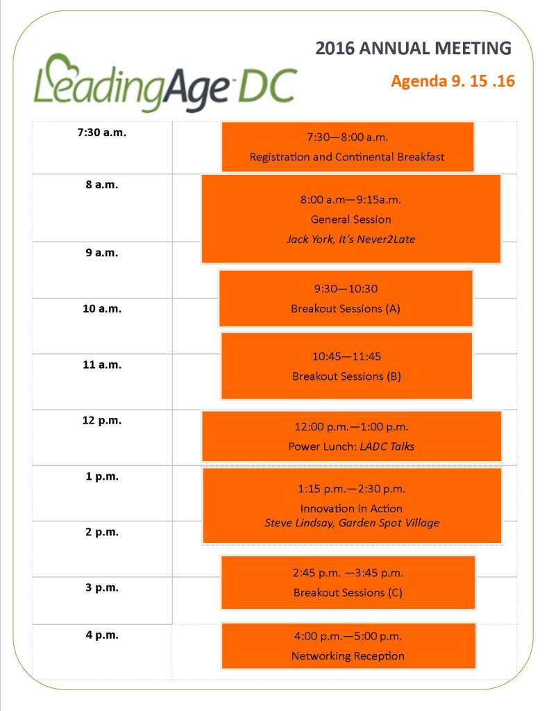 2016 LeadingAge DC Annual Meeting Agenda Orange Agenda 2